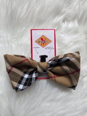 The Worthy Dog Plaid Design Collar Bow